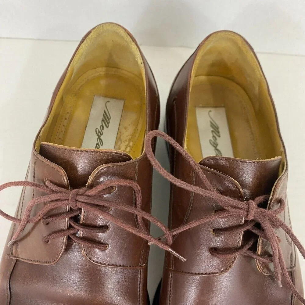 MEZLAN "Columbus" Brown Leather Oxford Dress Shoes Mens Sz 8 M Spain Lace Up 8M - Picture 6 of 16